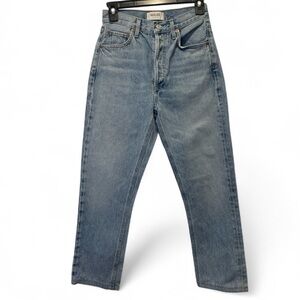 Agolde Riley High Rise Light Blue Straight Jeans crop size 24